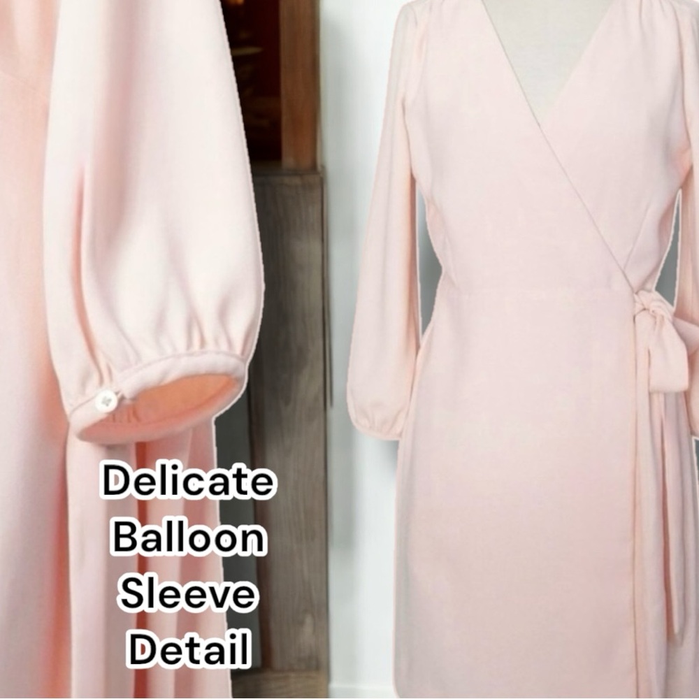 NEW J Crew 🖤 Black Label 🖤 Pink Wrap Dress – Wedding Guest, Fully Lined, Size 6 - Picture 11 of 17